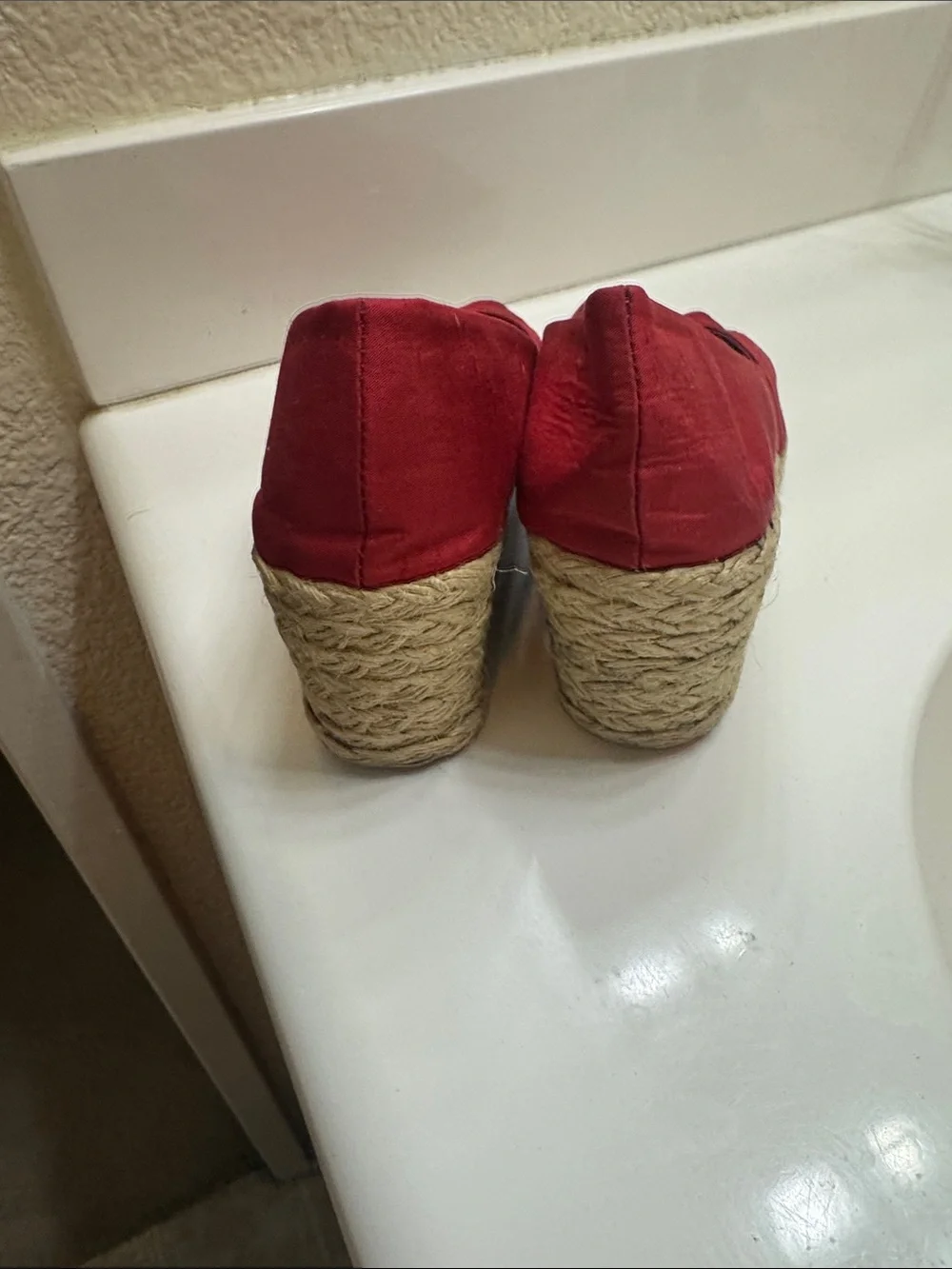 Lauren Ralph Lauren Red Women's Espadrille Peep-Toe Flats